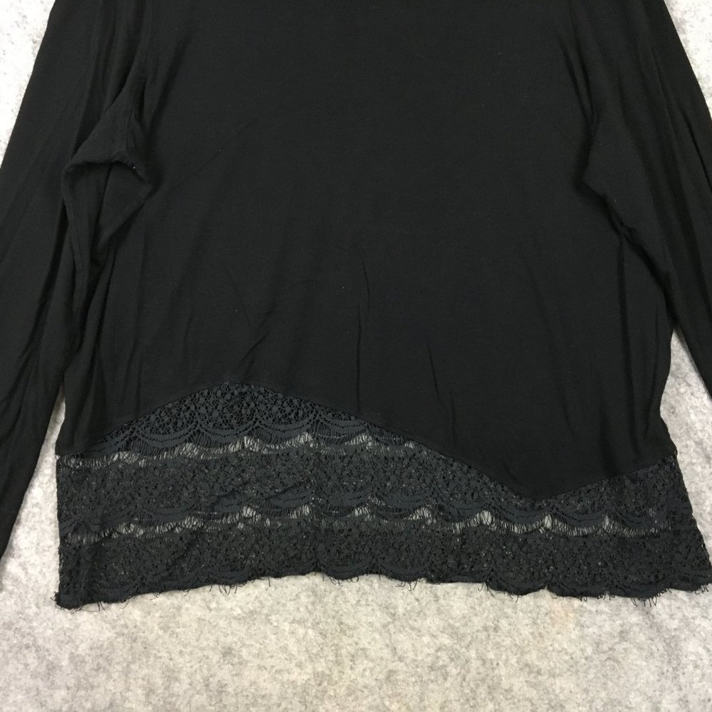 Lane Bryant Top 18 20 Long Sleeve Scoop Neck Lace Hem Asymmetric Career Casual - Picture 3 of 13